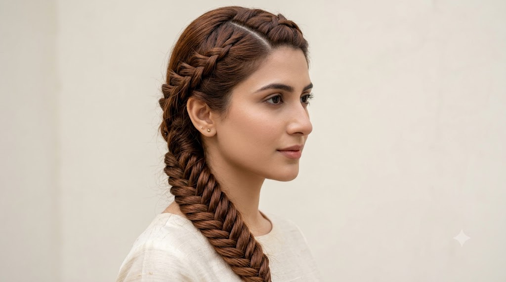 Side-Swept Fishtail Crown Braid